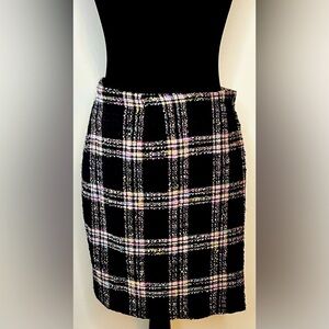Vintage Earl Rutenberg designer preppy tweed wool plaid wrap skirt black pink 4